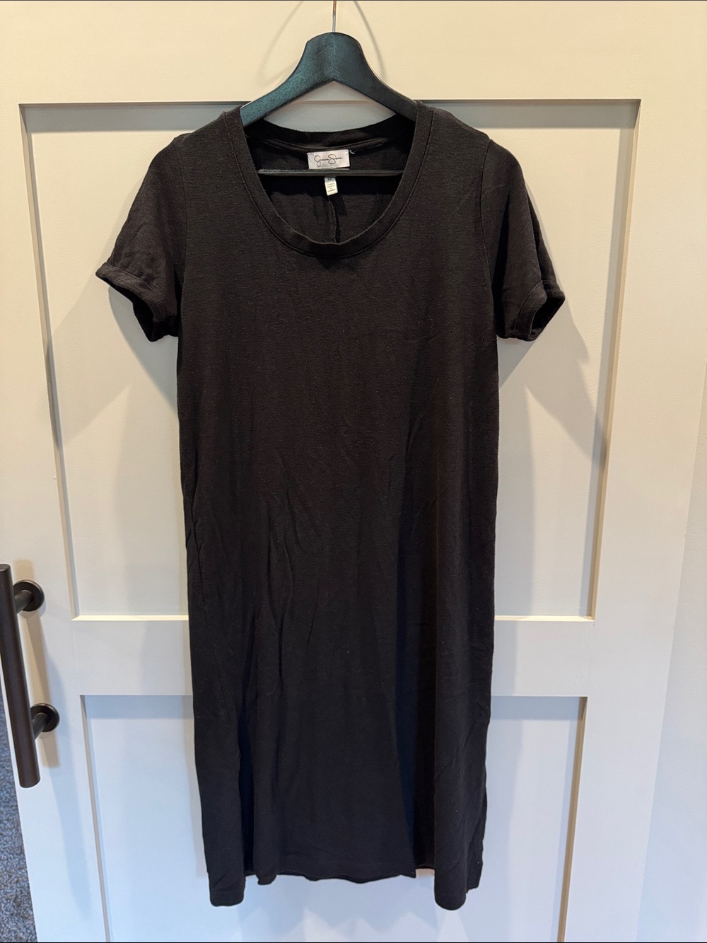 Jessica Simpson Black Short-Sleeve Midi Dress